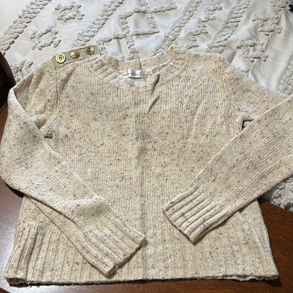 Anthropologie Charlie & Robin Cream Knit Crew Neck Sweater